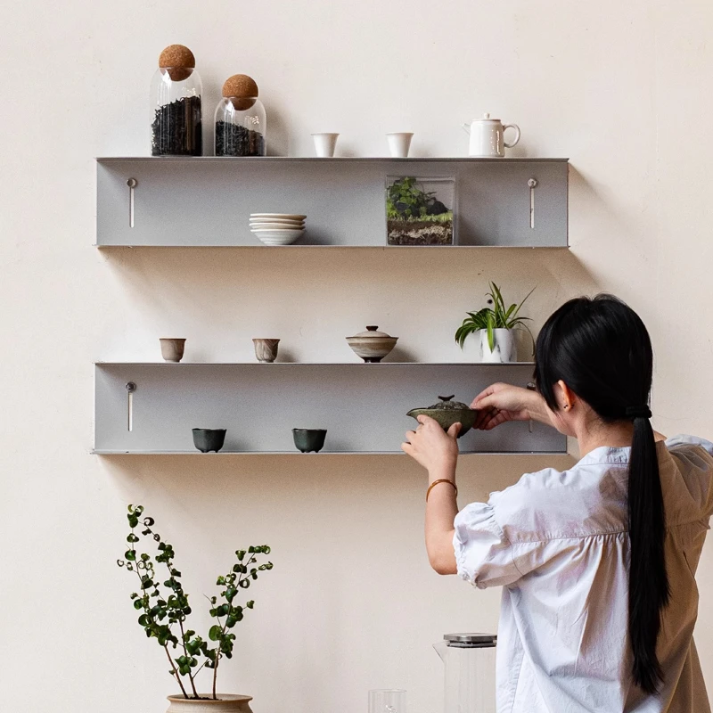 Stainless Steel Wall Mounted Storage Shelf Multi-Layer Display Rack Living Room Dining Wall Decor Modern Metal Floating Shelves