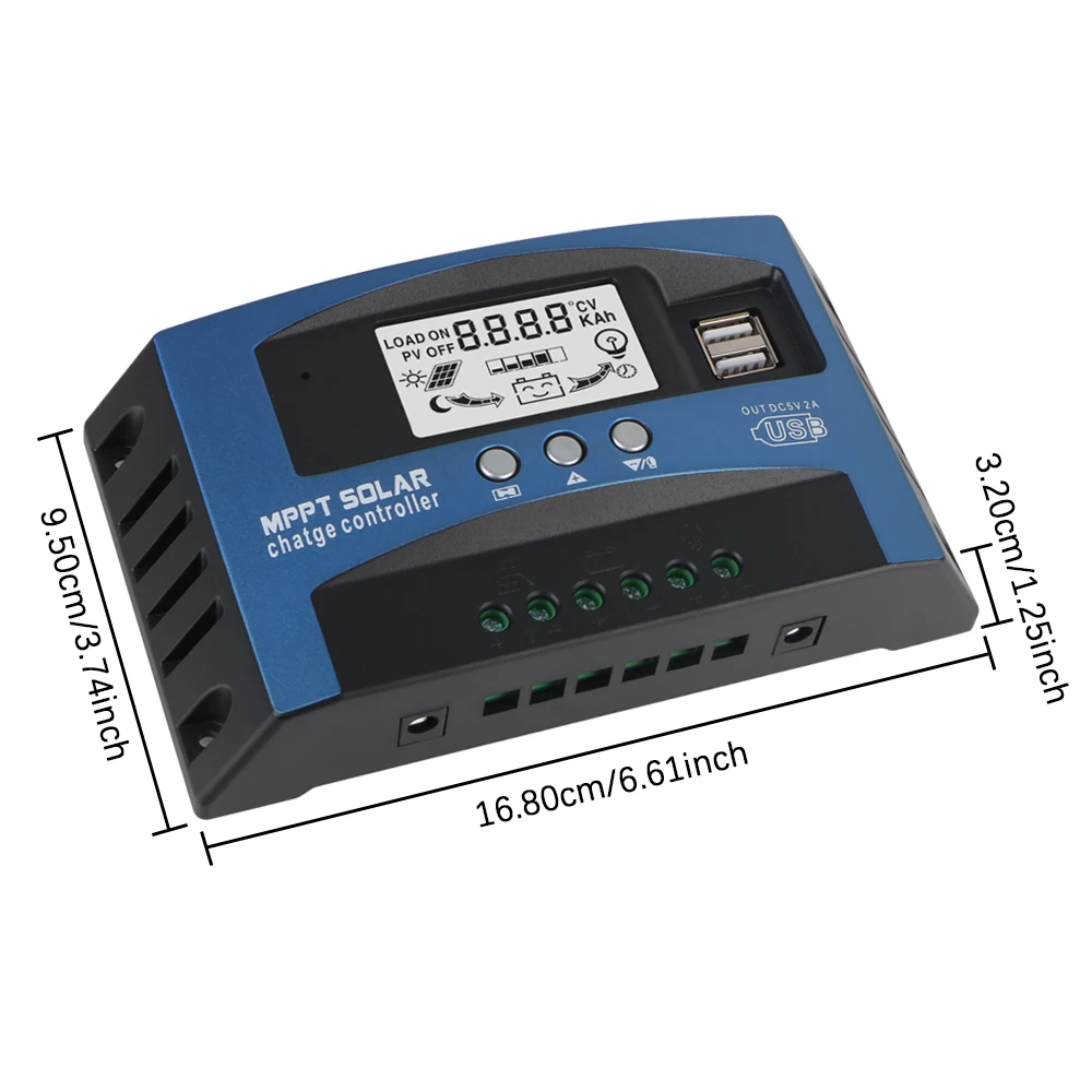 Universal Solar Controller Solar Cell Panel Charger Regulator With Load Accessory PV Regulator MPPT 12V 24V Colorful Screen