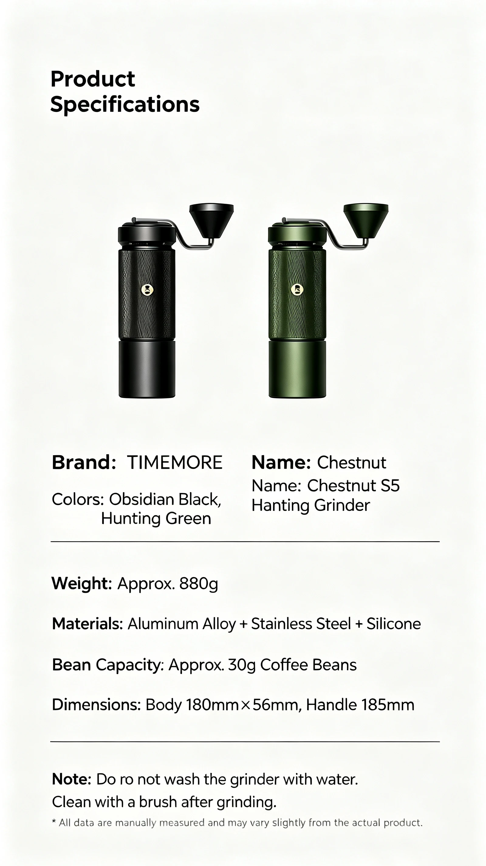 Timemore Chestnut S5 Hand Coffee Grinder Manual Coffee Bean Mill Grinder For Pour Over Espresso Household Coffee Grinding Tool