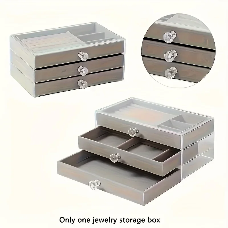 

Elegant 3-Tier Transparent Jewelry Storage Box for Women - Ideal Valentine's Day & Birthday Gift, Perfect for Earrings, Rings