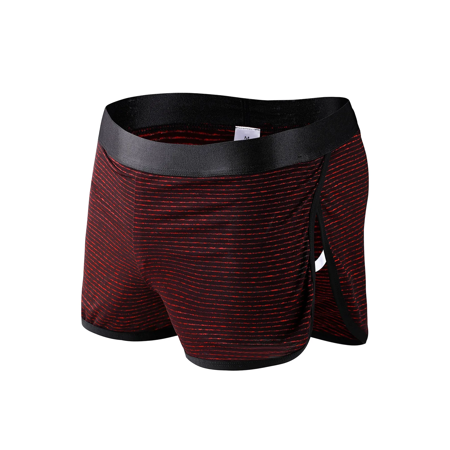 Men Ice Silk Boxer Briefs Summer Breathable Striped Underwear Cool Slippery Skin-Friendly Stretch Anti-Chafing Short Panties