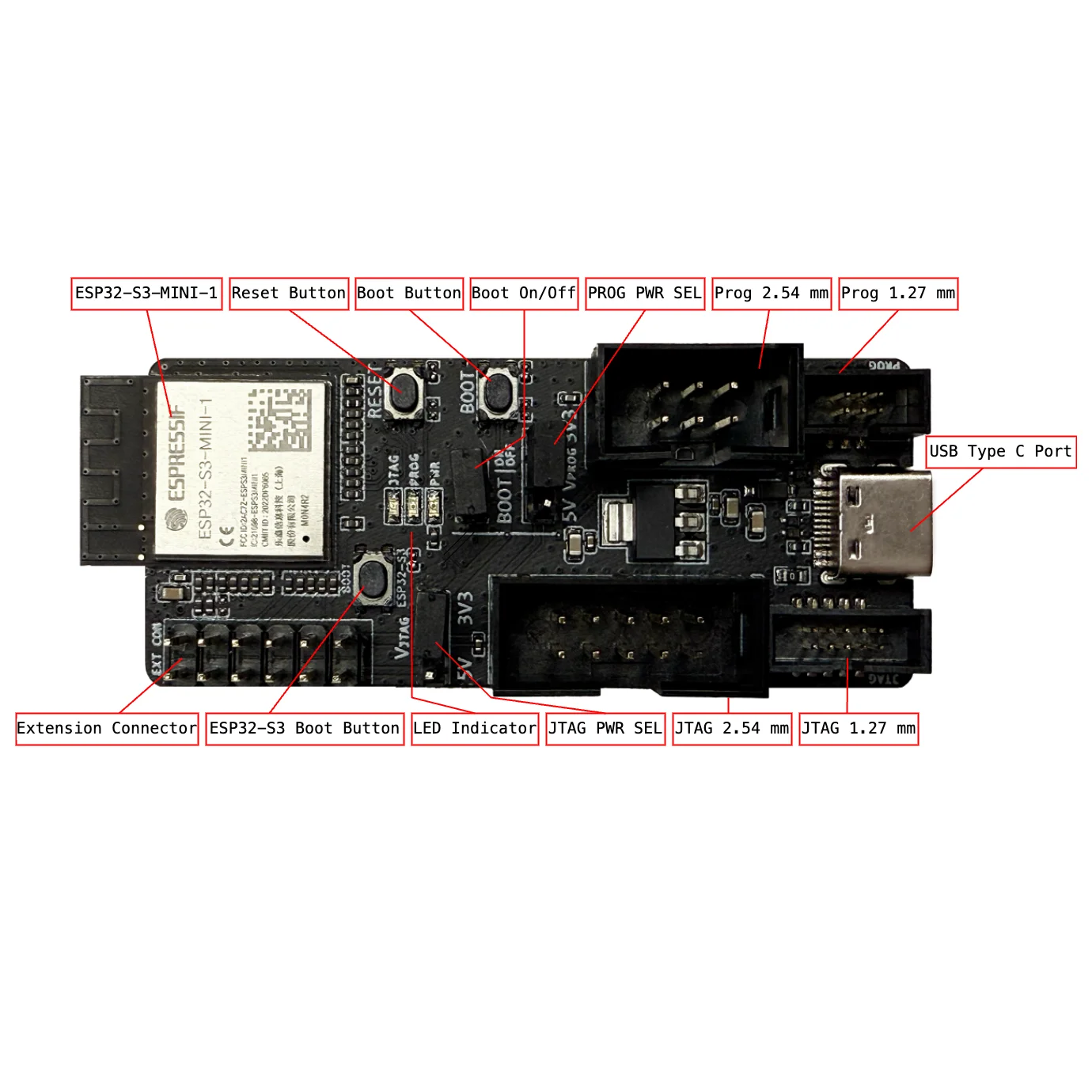 ESP-Prog-2 Debugging Downloader Serielle Kommunikation JTAG Online Debugging Downloader Unterstützt 5V/3,3V Netzteil