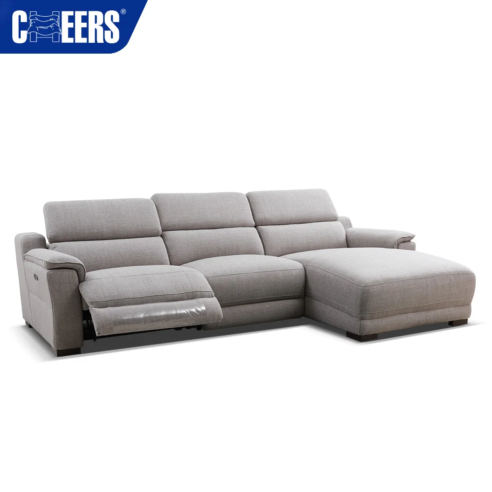 MANWAH CHEERS New Design Modern Electric Fabric Recliner Sectional Sofa with USB Port for Living Room