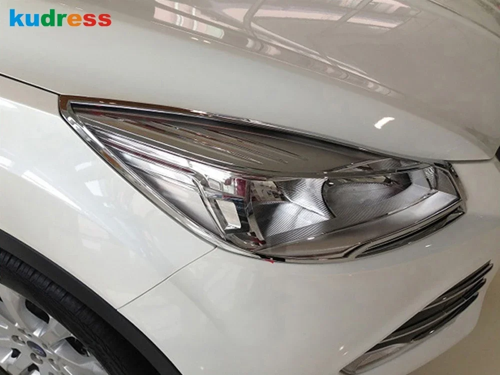 Car Accessories For Ford Escape Kuga 2012 2013 2014 2015 2016 Chrome Front Head Light Lamp Cover Trim Headlight Molding Trims