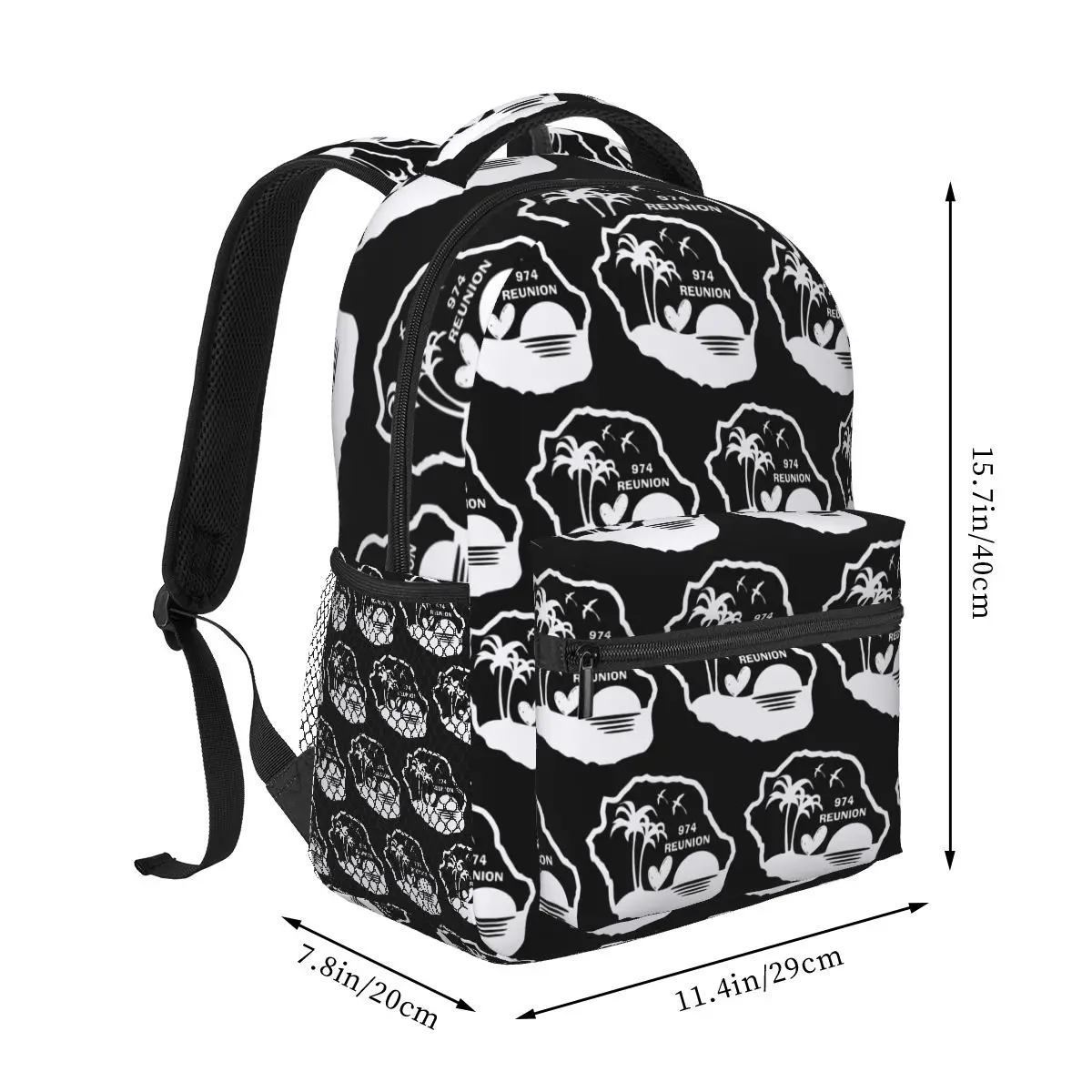 974 Reunion Island Backpack Student Boys Girls BookBag Children School Bag Laptop Shoulder Bags for Men Women