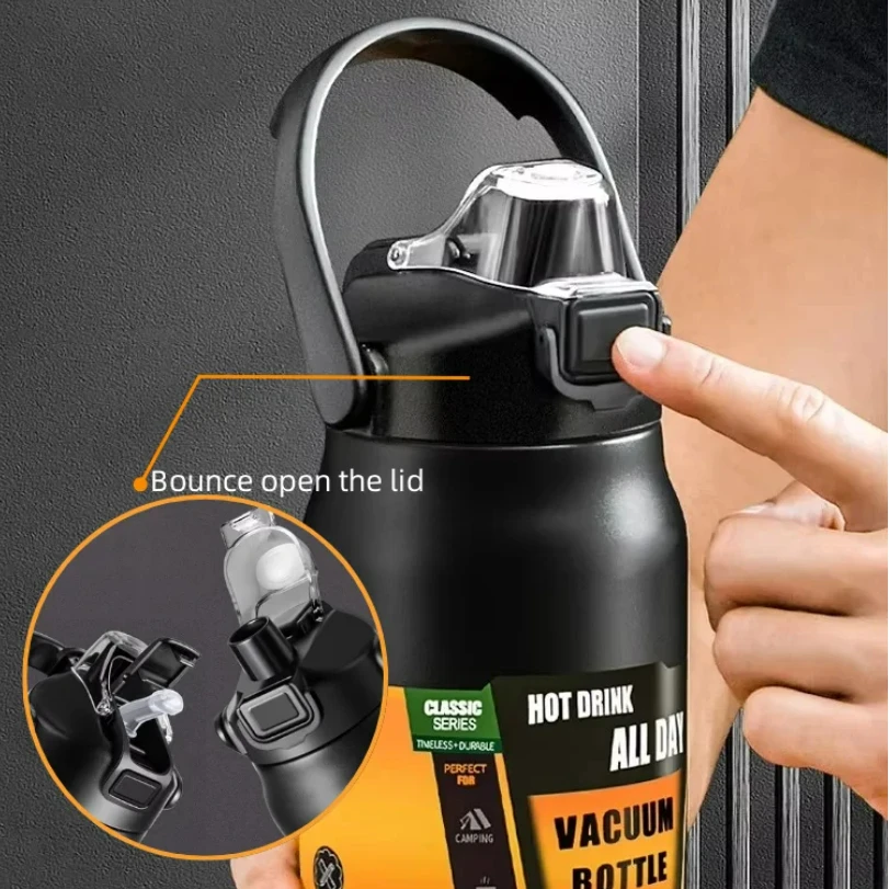 

304 Stainless Steel Thermal Mug Outdoor Thermos Portable Tumbler Vacuum Flasks Cold and Hot Sports Water Bottle with Straw