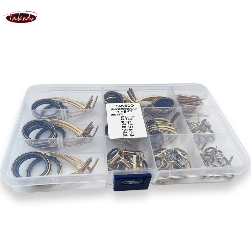 TAKEDO TN75-1 5 Sets Spinning Medium Fishing Rod Guide Stainless Steel Bracket Ceramics Rings DIY Fishing Rod Accessories view 6