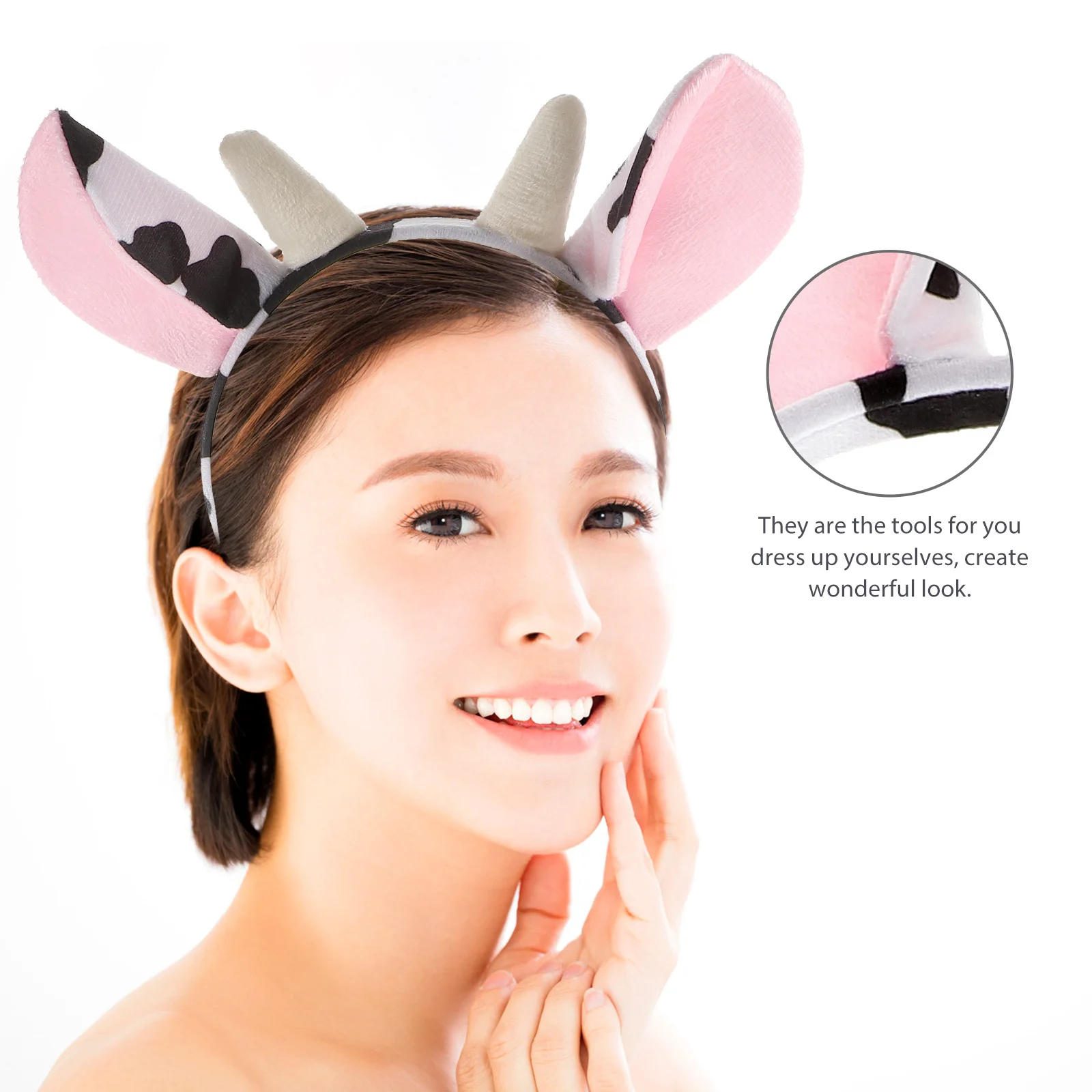 3 個の牛の角ヘッドバンドセット蝶ネクタイ付きハロウィン仮装パーティーコスプレファンシードレスアクセサリー動物フープ