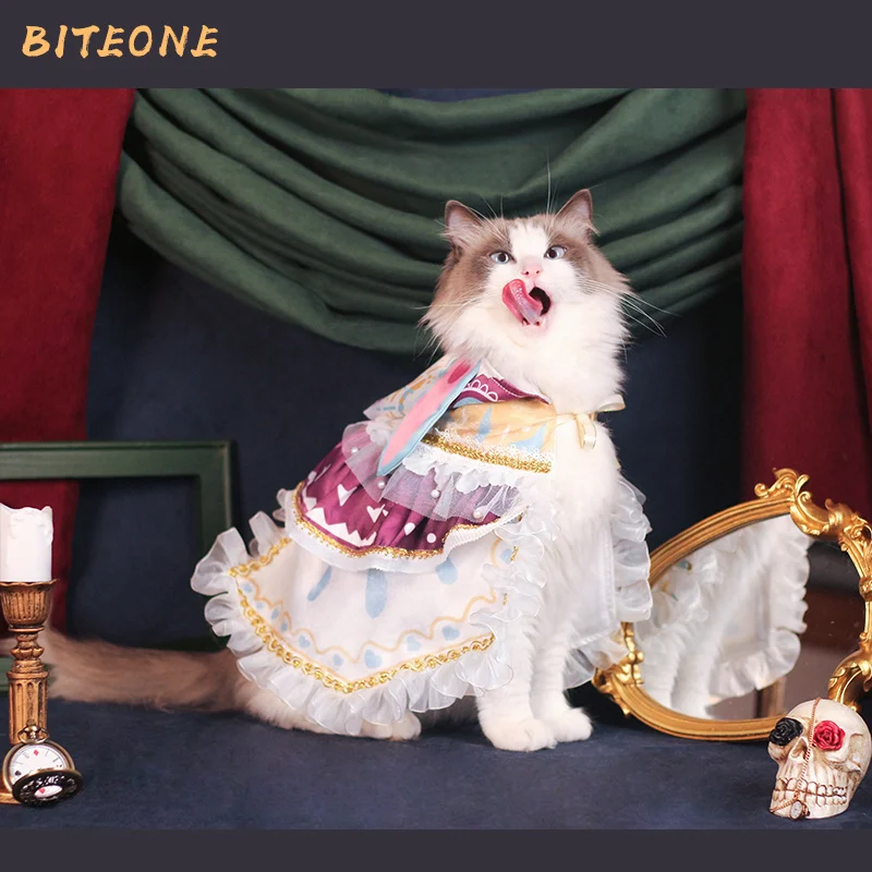 BITEONE Cat LOLITA Clothes Princess Cats Dresses Ragdoll Zhudi Cloak Limited Gift For Pets Birthday Dress