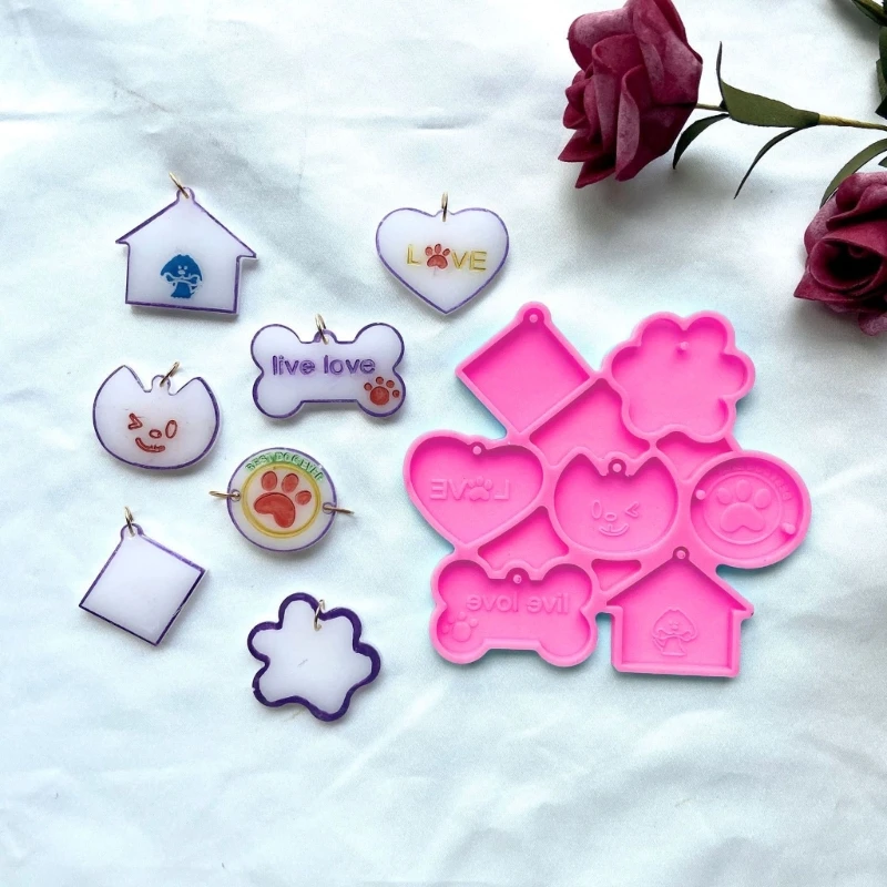 

Shiny Glossy Silicone Molds Dog Bone Pet Tag Keychain Mold DIY Trinkets Pendant Luggage Tag Epoxy Resin Crafting Molds