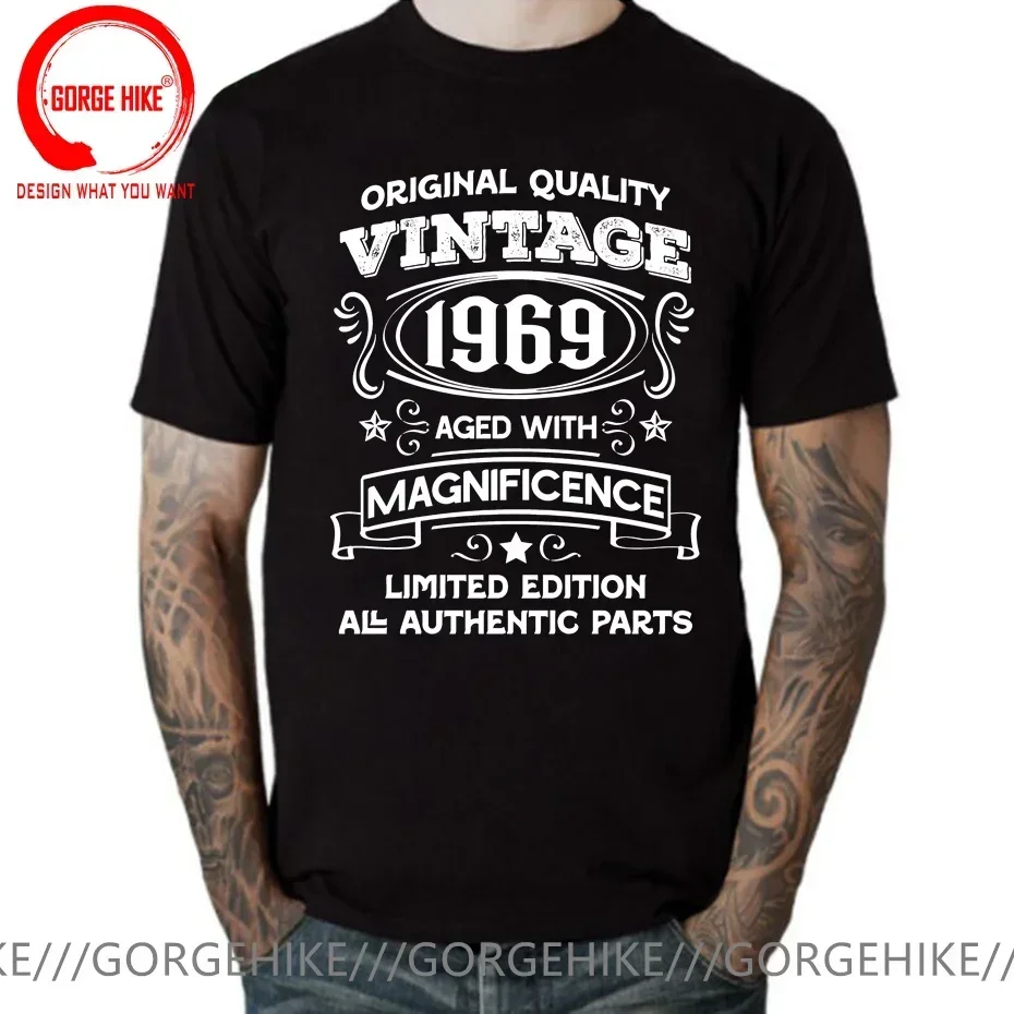 Vintage 1969 Aged With Magnificence T Shirt Men Birthday Gift Tee Shirt Born in 1969 Limited Edition All Authetic Parts T-Shirt