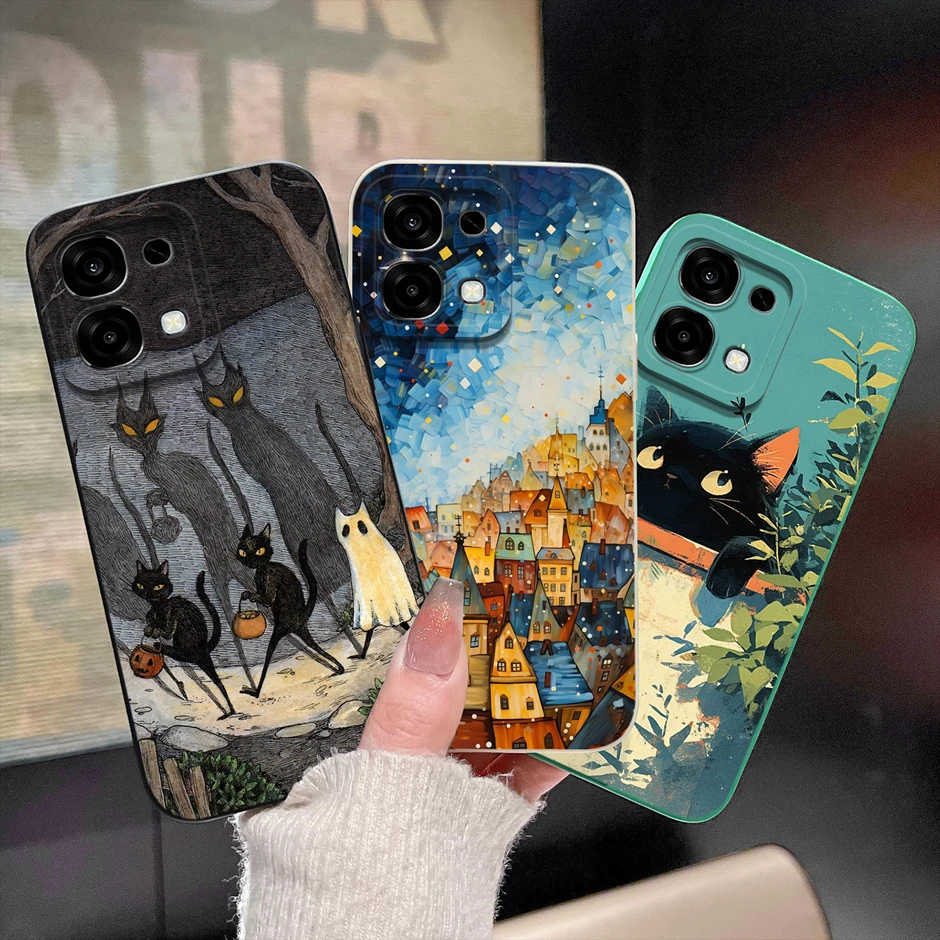 جراب هاتف لهاتف اوبو A6 برو 4G 5G لطيف الكرتون القط لينة السائل سيليكون غطاء للحماية الكاملة ل ممن لهم A6 Fundas ممن لهم A6 برو كوكه #6