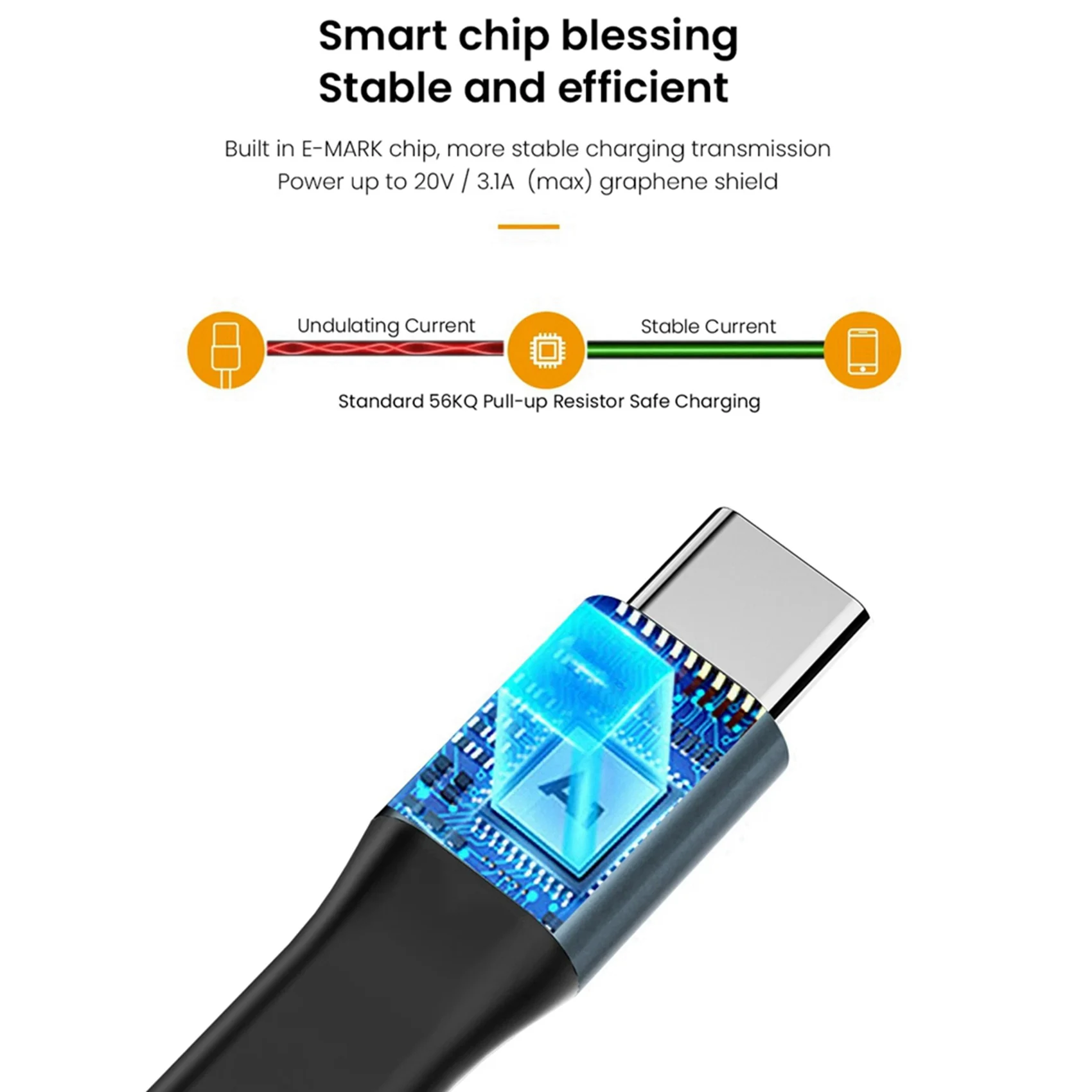 2X Mini 3A USB Type-C Fast Charging Data Cable Portable Keychain QC 3.0 USB Type C Short Cable for Type C USB Devices,A