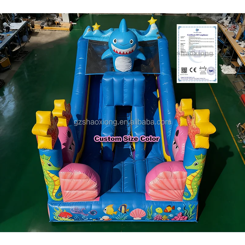 

Commercial Outdoor Jumping Castles Bounce House Water Slide Playhouse for Kids Inflatable Ocean Theme Castles Double Slides