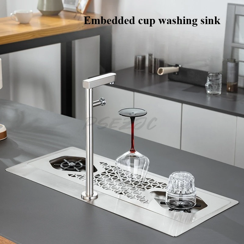 

Бар из нержавеющей стали Встроенная мойка для чашек Мойка для чашек Мойка для чашек высокого давления Раковина с краном Кофейня Коммерческая