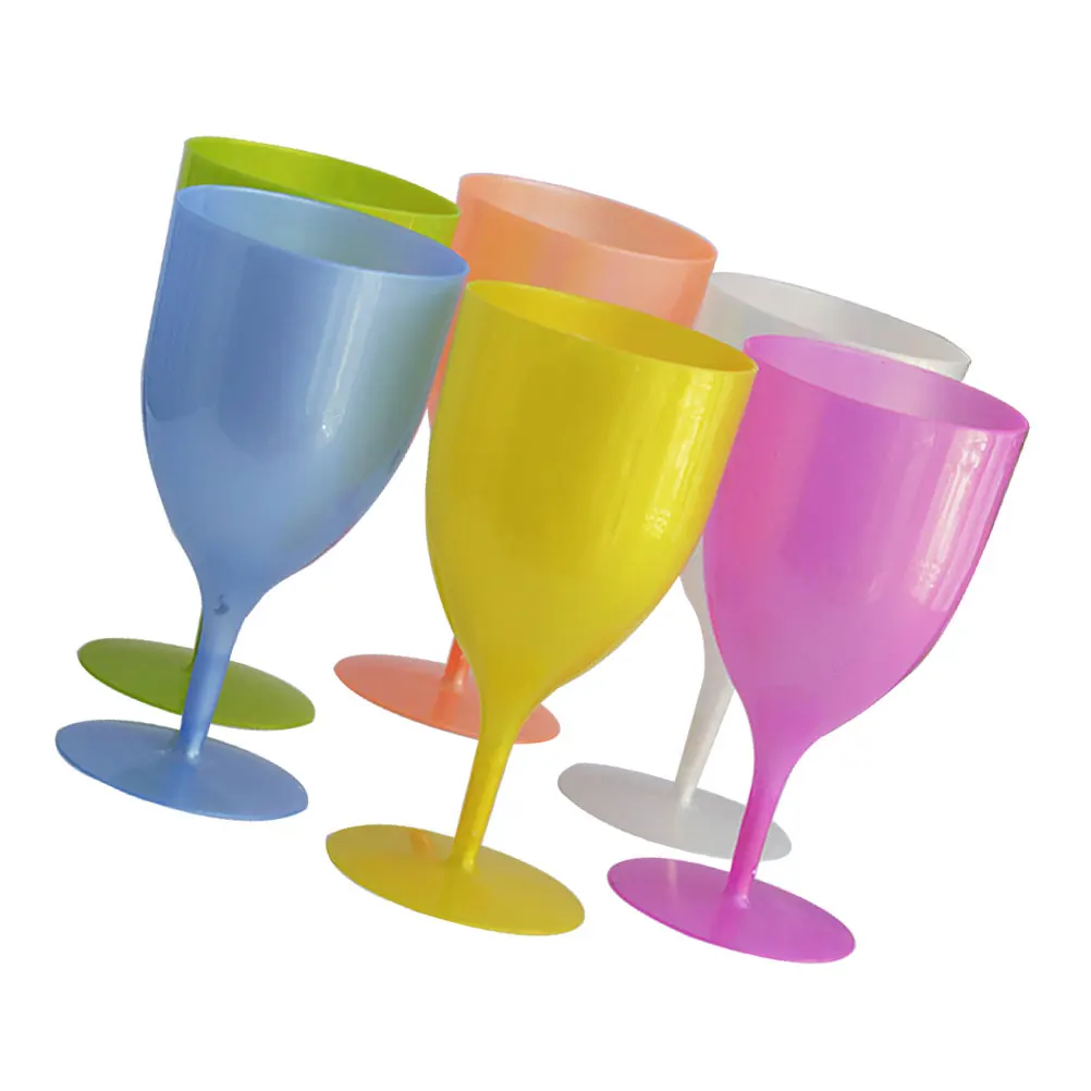

6Pcs Tall Glass Disposable Plastic Martini Goblets Cocktail Party Cup For Whiskey Beverages Bar KTV Restaurant