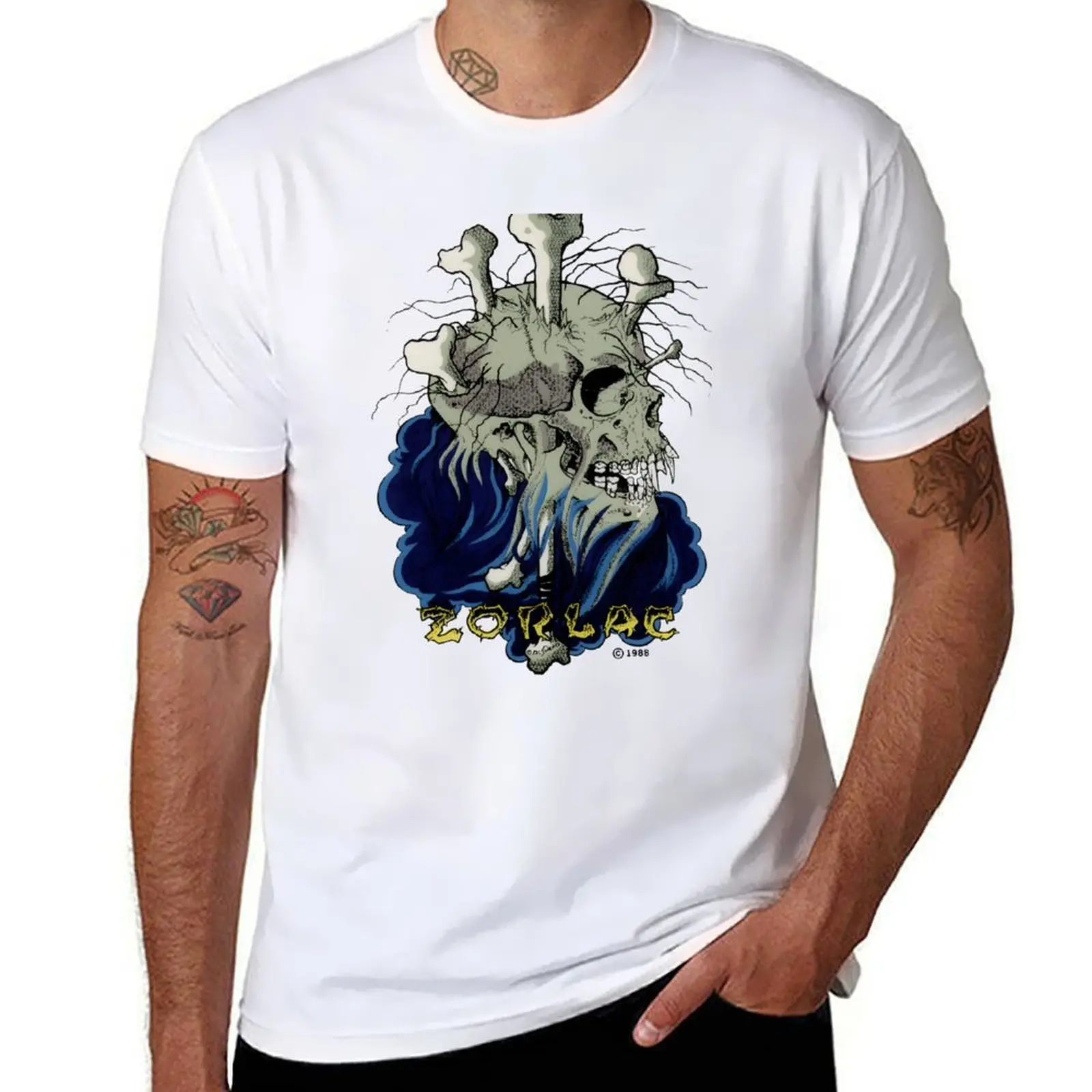 

Pushead Skul 'n' Bones Skull T-Shirt cotton t shirt man t shirts for man graphic vintage T-Shirt