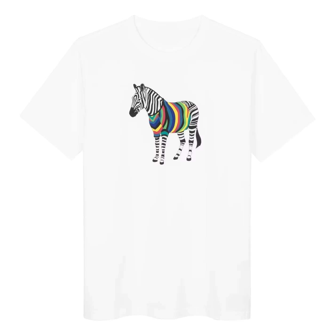 

Zebra Graphic T-shirt Men's Summer Sweat-absorbing Breathable Top Motorcycle Short-sleeved Men's and Women's Trendy Clothing