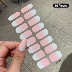 16Tips White Pink Gradient Nail Arts Stickers Red Halloween Self-Adhesive Simple Full Nail Wraps Long Lasting Nail Arts Decals