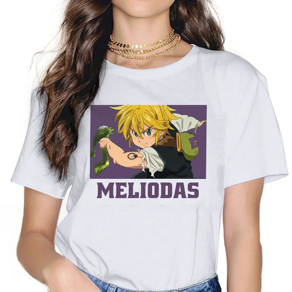 

Meliodas Women's T-irt Seven Deadly Sins Anime Vintage ex Quali Material Other 00% Faionable Ladies' Top