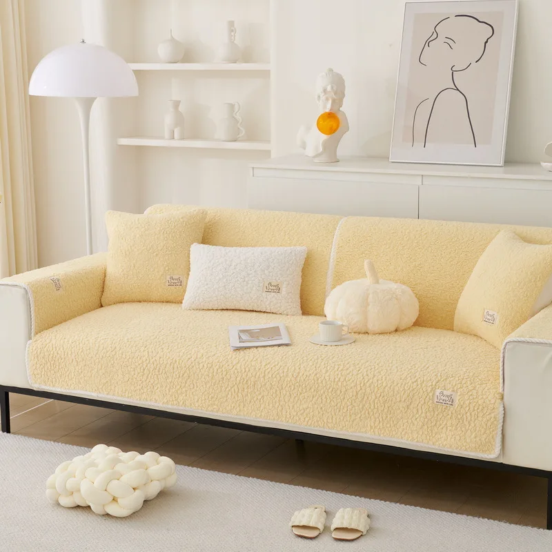 Wool Sofa Cover Cloth Universal Living Room Sofa Towel Plush Non-Slip Sofa Cover Thickened Warm Towel Breathable Cushions