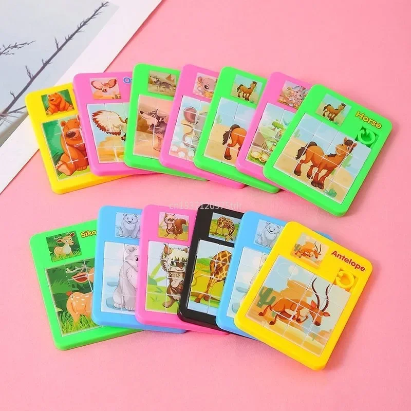 1/5/20PC Cartoon Dier Leren Glijpuzzels Montessori Educatief Kinderen Puzzel Games Hersenen Oefening Mini Speelgoed