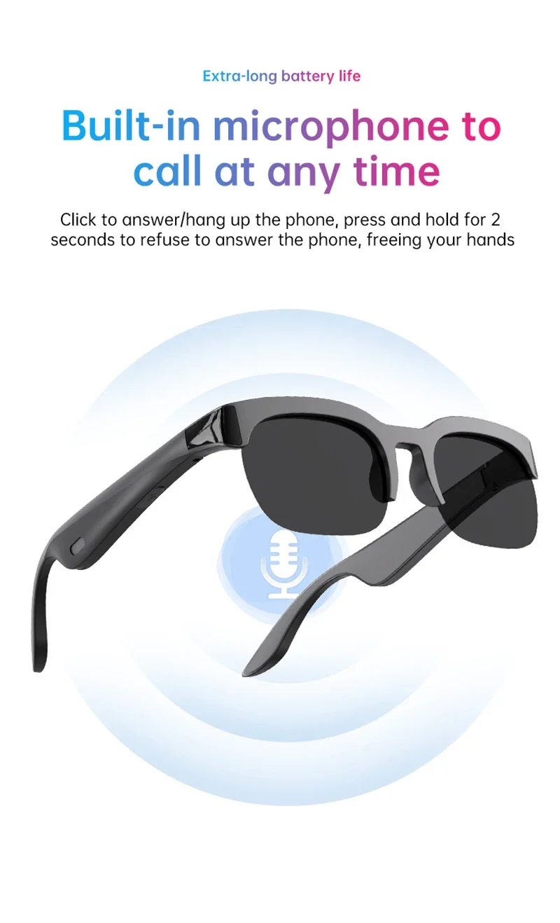 Lenovo AI Smart Glasses 12KHD 2600W Freisprechfunktion AI-Übersetzung ChatGPT-Protokollierung Musikwiedergabe Smart-Sonnenbrille für Männer und Frauen – Detail 7