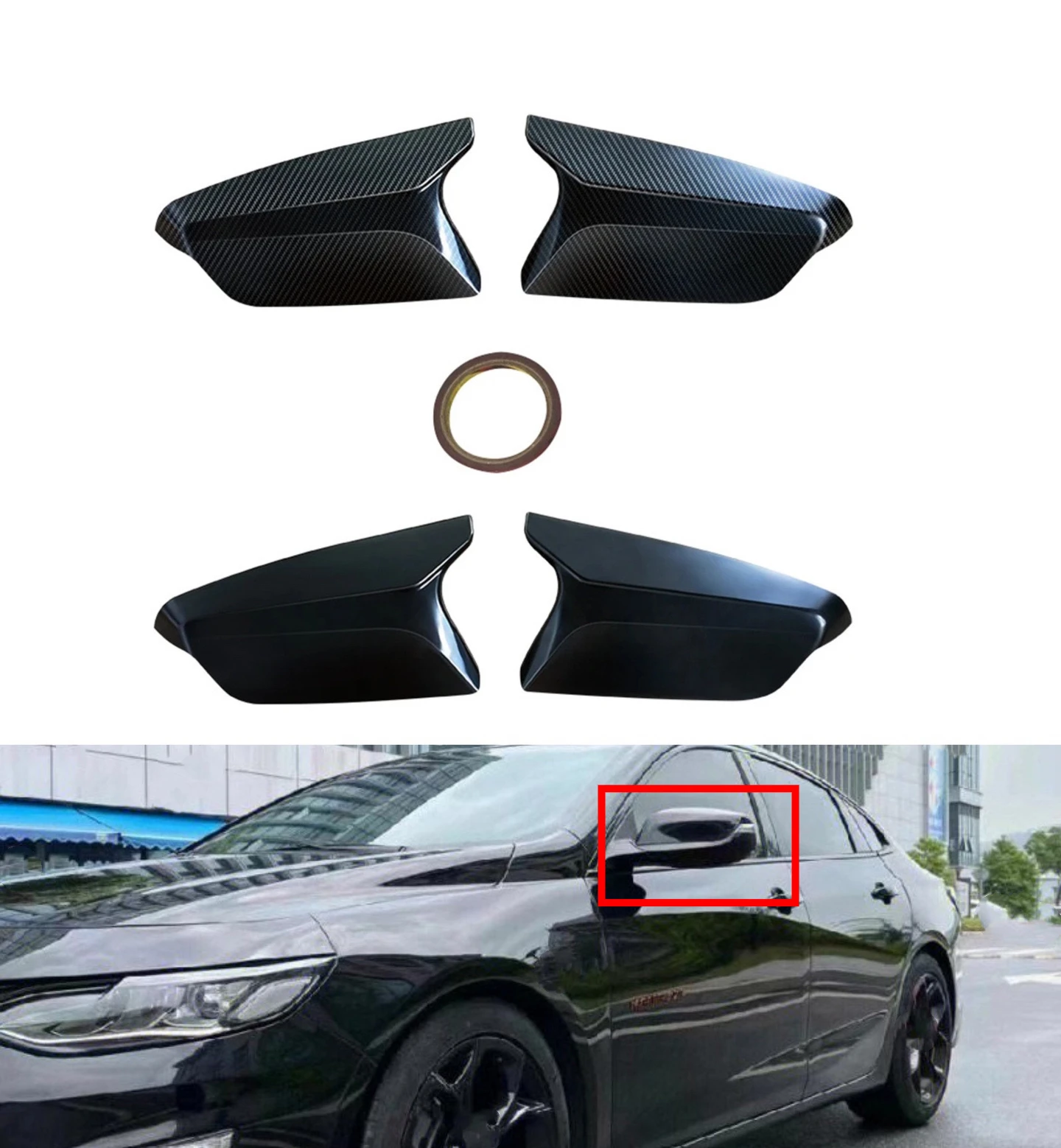 

Car Rearview Side Mirror Cover For Chevrolet Malibu XL 2016-2020 Wing Cap Sticker Exterior Door Rear View Case Trim Carbon Fiber