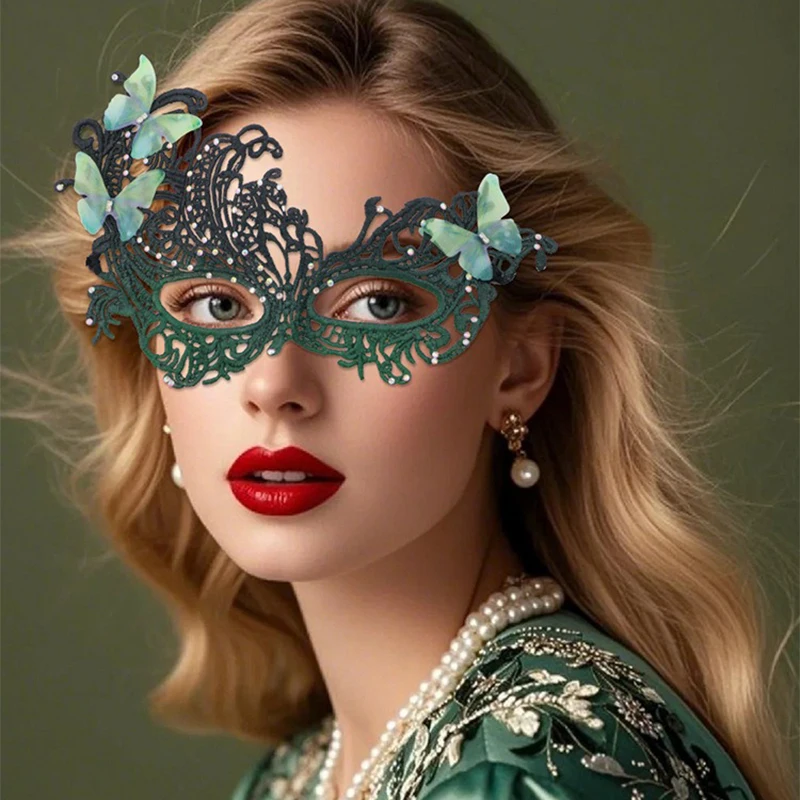 Máscara de encaje de mariposa Sexy para mujer, máscara de media cara para fiesta veneciana, suministros de Cosplay para actuación de Halloween, máscara de ojos hueca