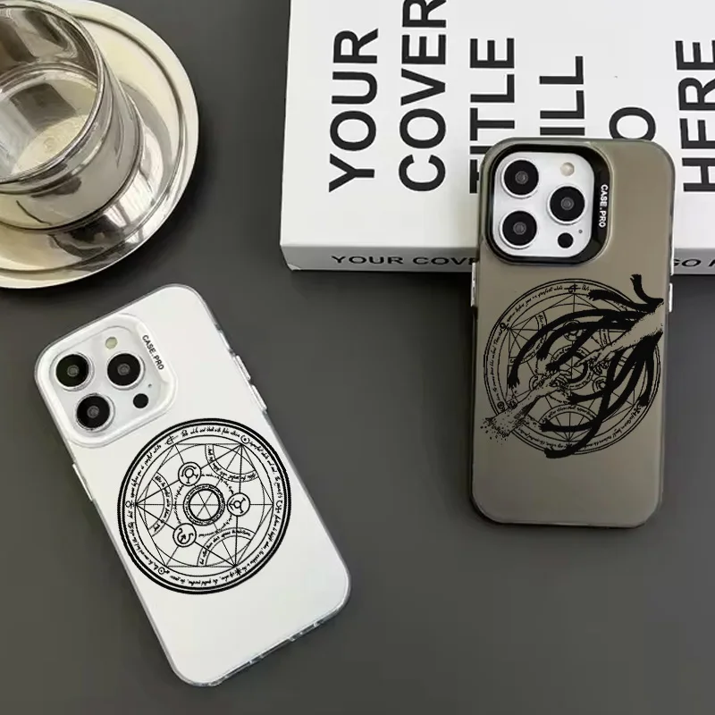 Fullmetal Alchemist Fashion For Apple iPhone 15 14 13 12 11 Pro MAX XR Colored Silver Plated Inside Phone Case Cover