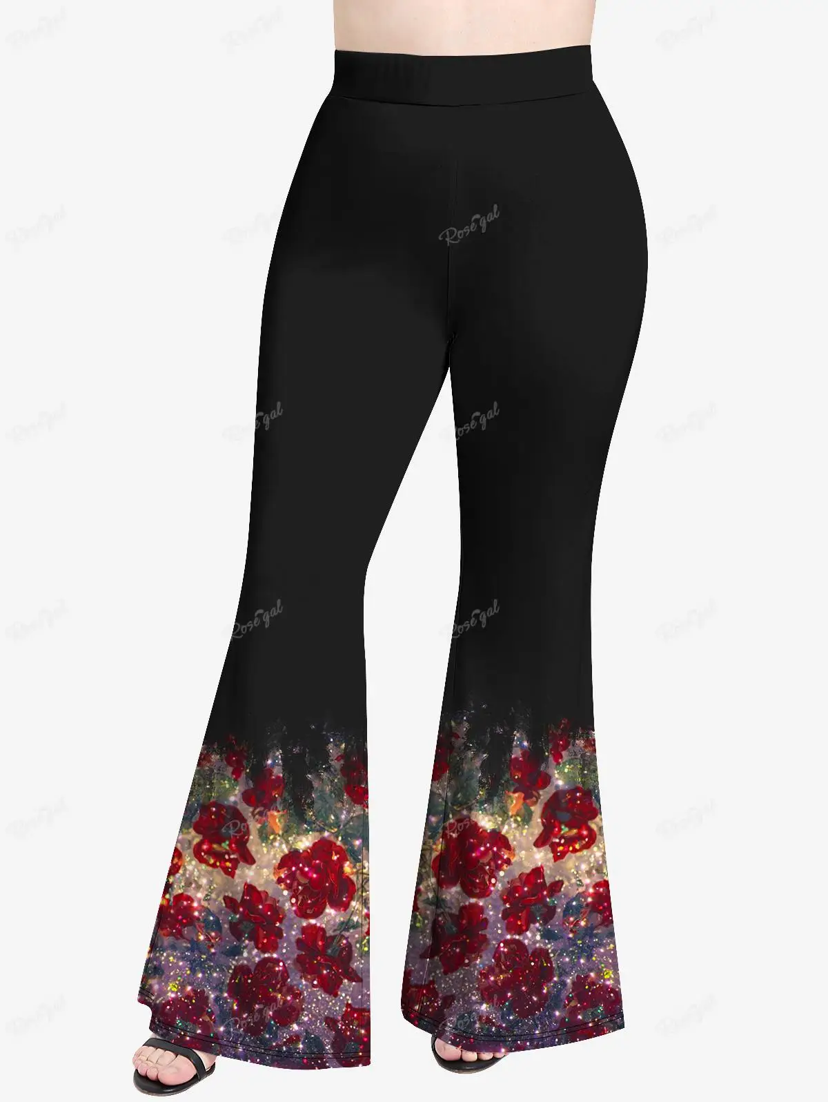 Calça Flare Estampada Casual Feminina, fundo de sino gráfico 3D, calças tamanho grande, XS-6X, Fashion