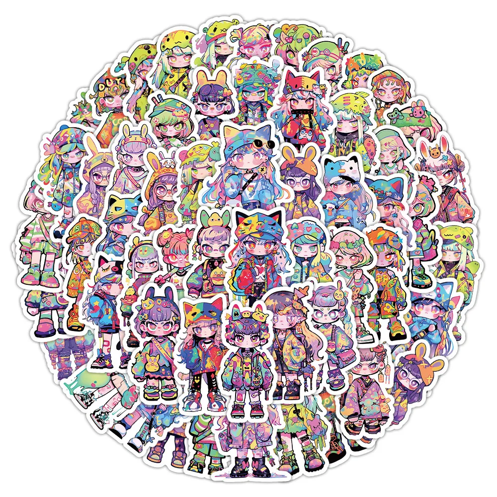 60 Stück Niedliche Candy Girl Graffiti-Aufkleber für Dekorative Scrapbooking-Bedruckte Materialien, Notizbücher, Skateboards, Laptops und Koffer