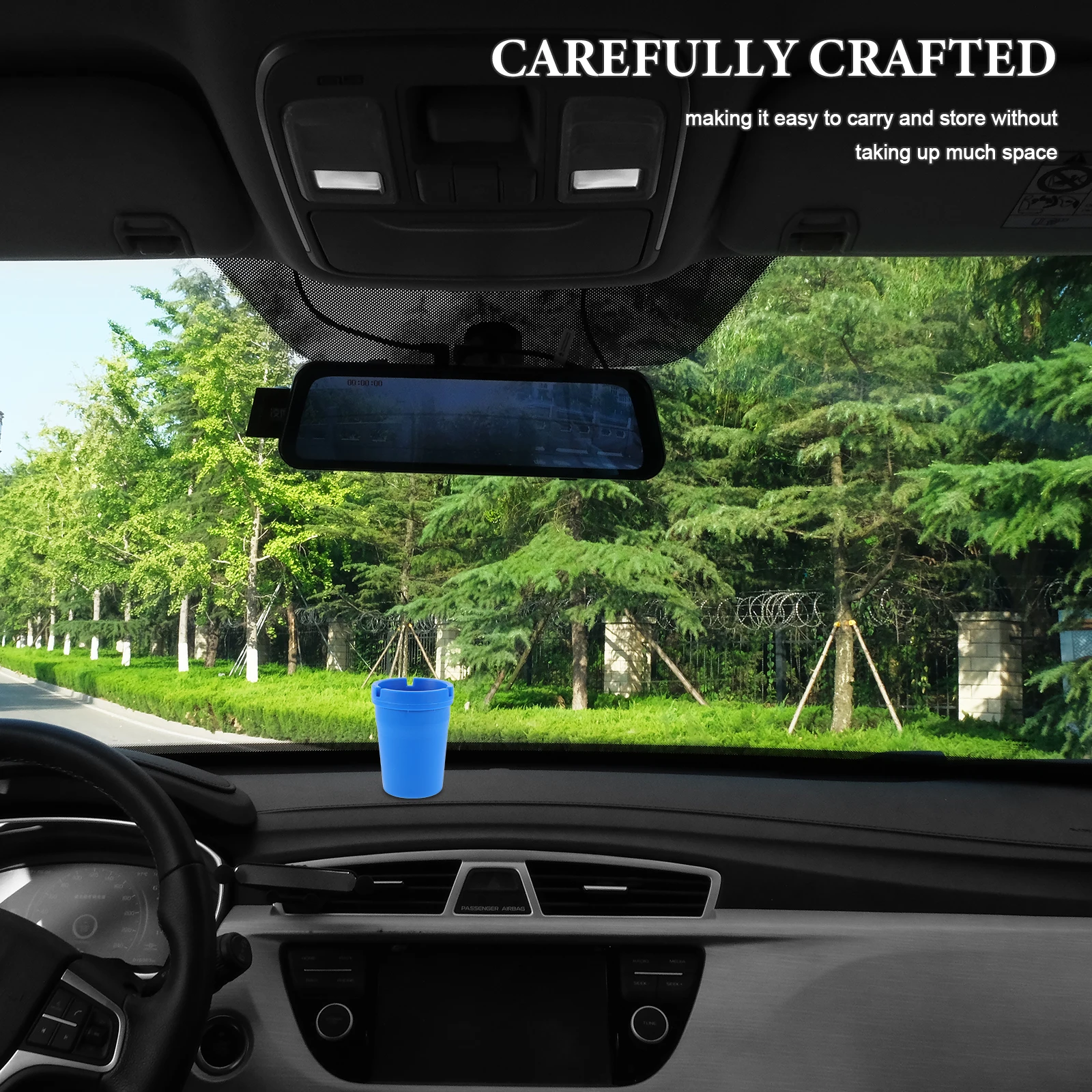 

Portable Mini Auto Ashtray Black Compact Plastic Car Cigarette Trash Can Leakproof Lightweight For Vehicle Home Office Butt