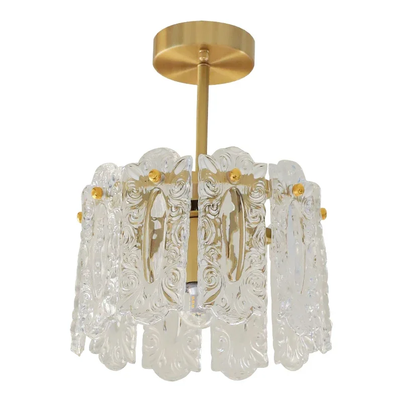 

American light luxury retro glass ceiling lamp, French modern entrance bedside aisle entry small lamp