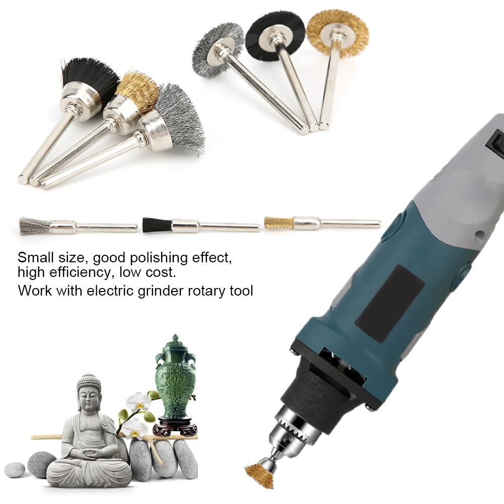 18 قطعة ملحق أداة دوارة عجلة سلك الألومنيوم فرشاة أكواب مجموعة تلميع لطاحونة كهربائية أداة دوارة عجلة سلك تلميع