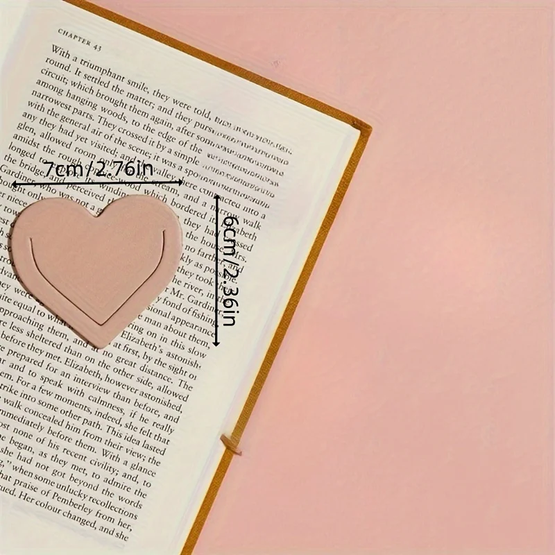 Heart-Shaped Faux Leather Bookmarks (4pcs) - Multicolor, Double-Sided Page Markers for Book Lovers