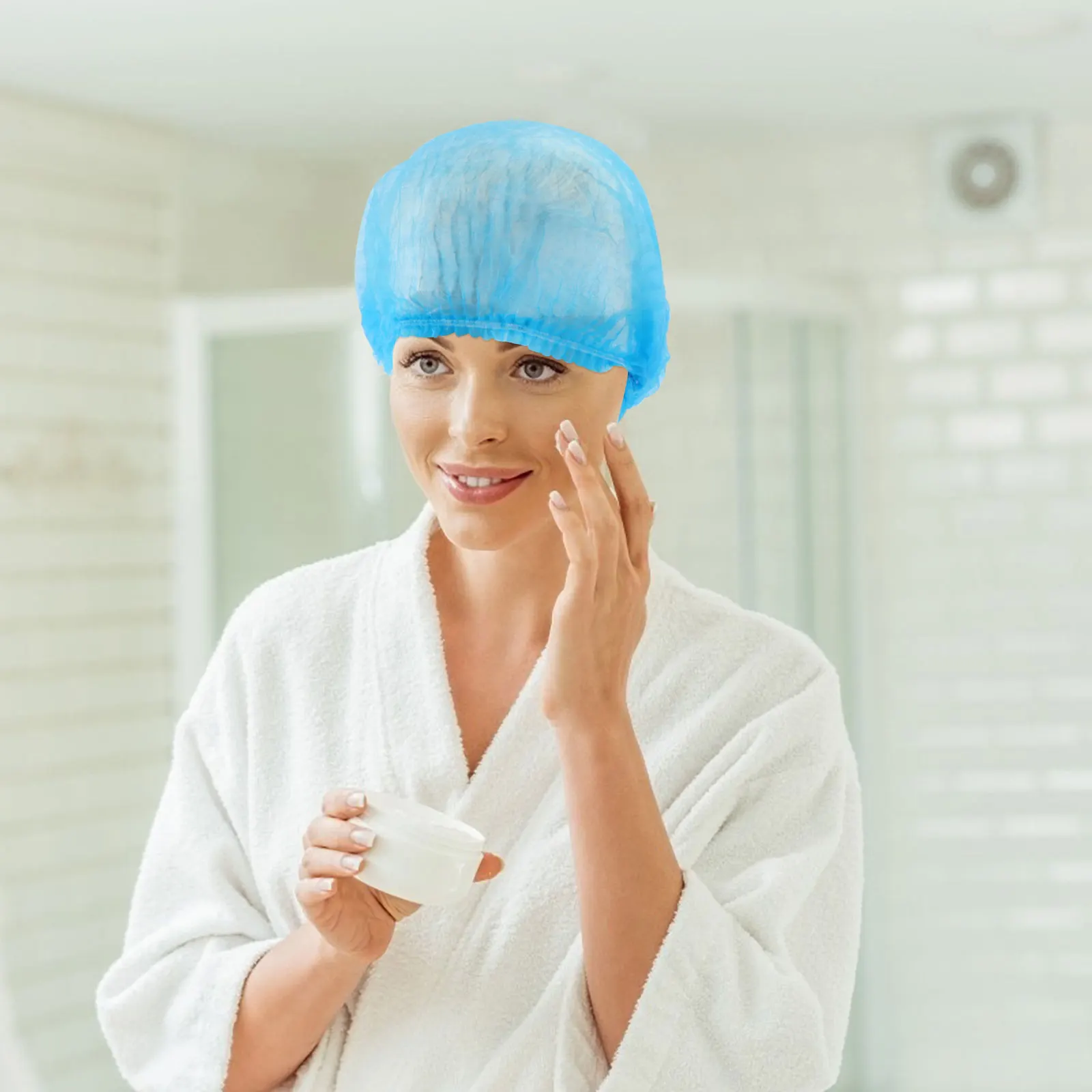 

200pcs of 2 Bag Disposable Cap Protective Non-woven Hat Breathable Isolation Safety Hat Multi-purpose Headwear (Blue 100pcs for