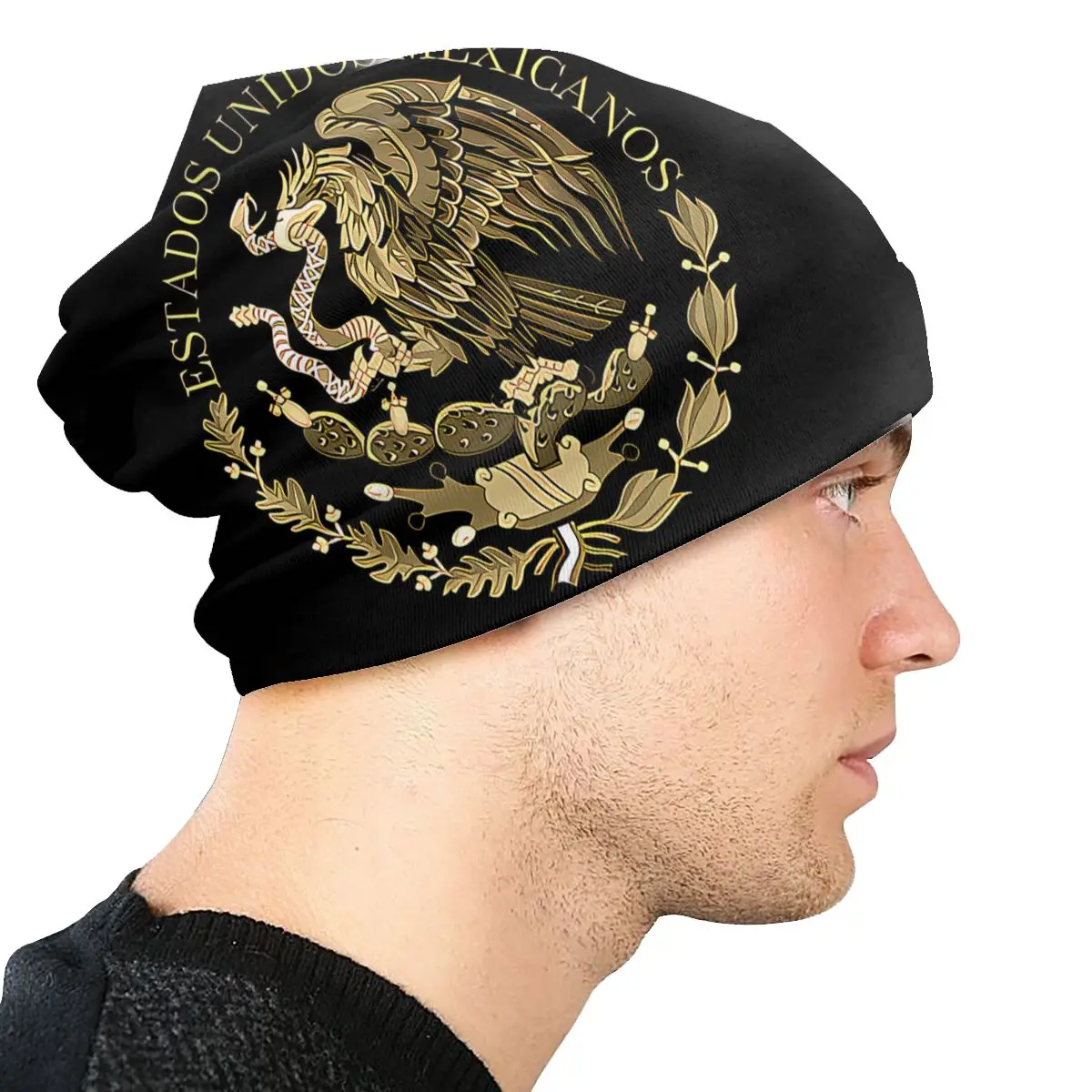 Bonnet Hats Men Women\'s Thin Skullies Beanies Hat Mexican Flag Seal In Sepia Tones Autumn Spring Warm Cap Street Caps