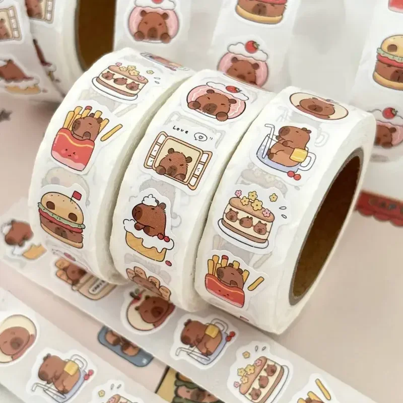 500 Stück/Rolle Niedliche Capybara Graffiti Aufkleber Geschenkdekoration Sticker für Notizbücher Wasserflaschen Gepäck Handyhüllen DIY Siegelaufkleber