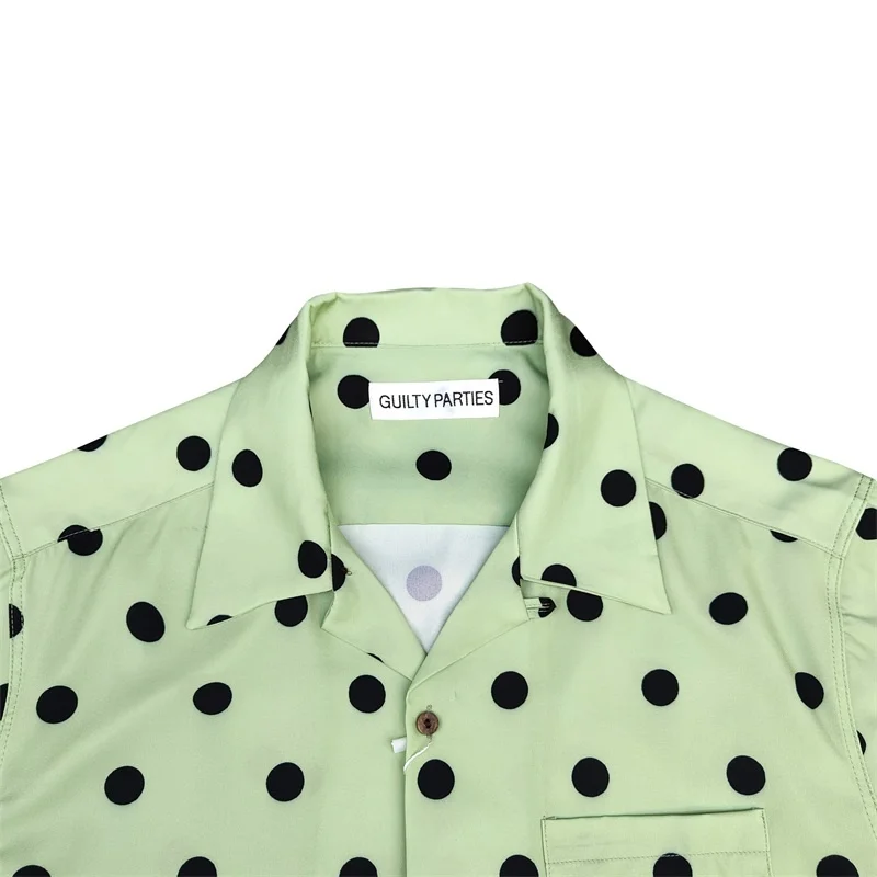 Fashion Mens Womens Summer WACKO MARIA High-quality Print Polka Dot Glass Ball Heaven Tokyo Hawaii Short Sleeve Shirt