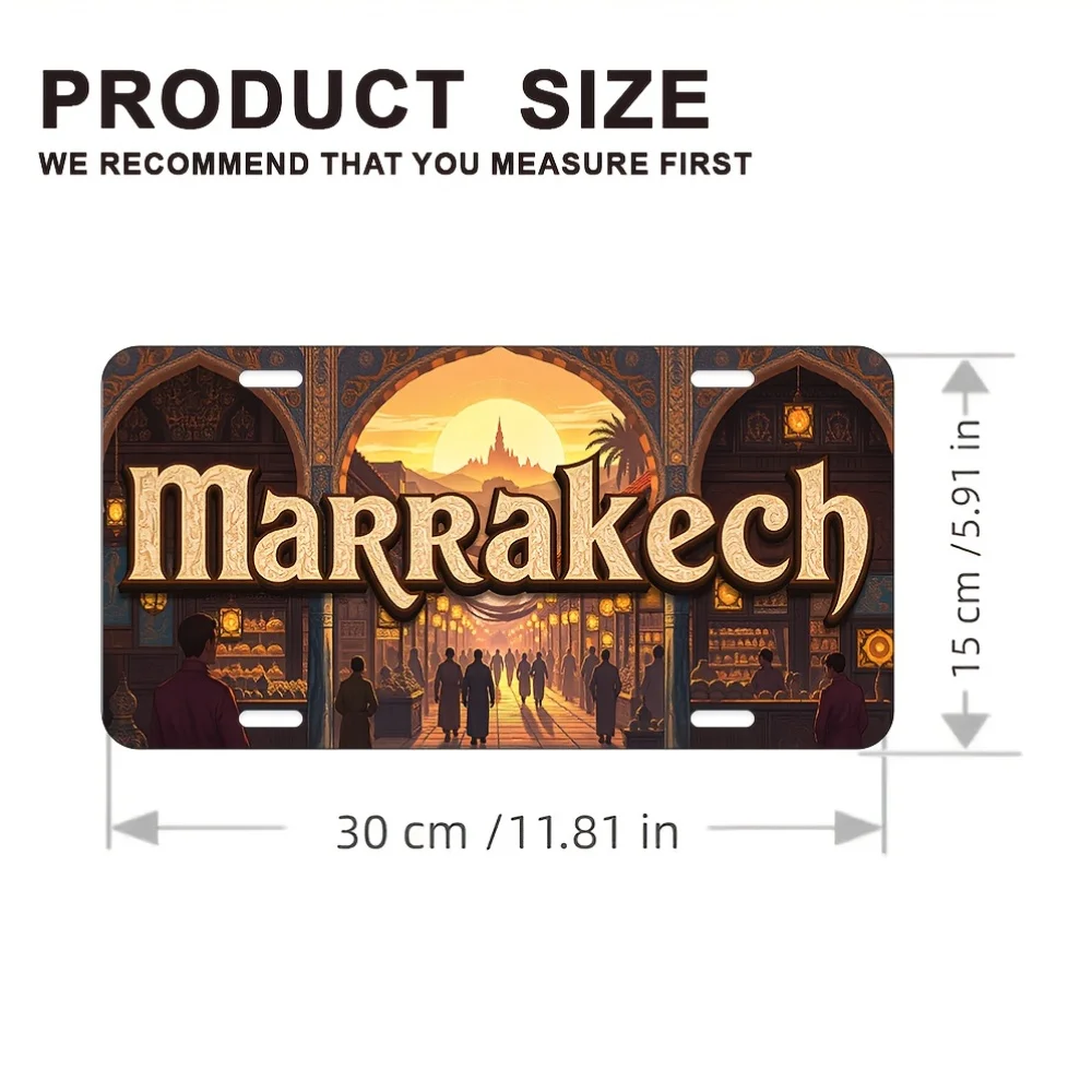 2D Flat - [Open ]2D Flat 1pc 40.64*10.16cm Aluminium Sign A Retro Marrakech Sunset City Landscape Metal Wall Art - 15.24X30.48 c