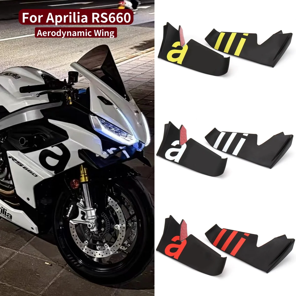 Motorcycle 5 Colors Winglet Aerodynamic Wing Kit Spoiler Accessories For Aprilia RS660 RS 660 rs660 With LOGO