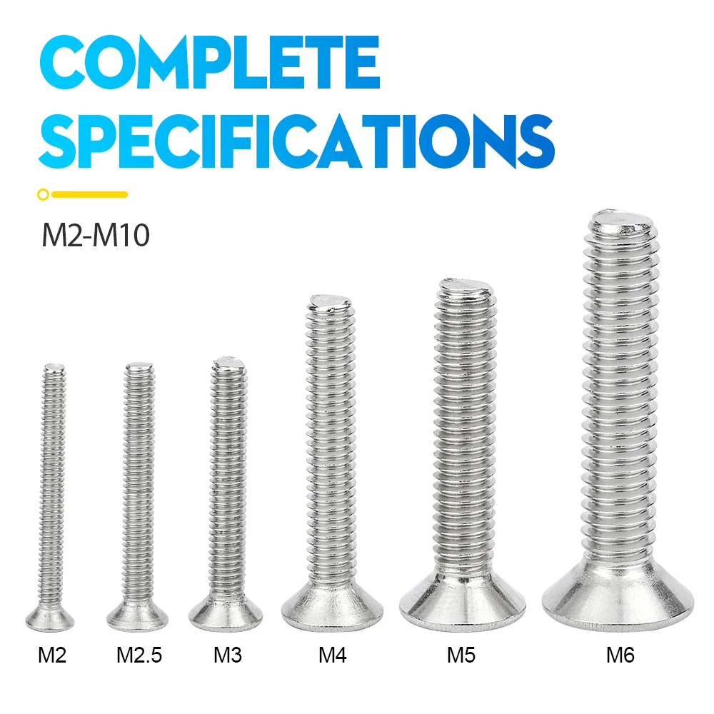 NINDEJIN 5-55pcs M2 M2.5 M3 M4 M5 M6 M8 M10 Stainless Steel Hexagon Hex Socket Countersunk Flat Head Screw Allen Bolts DIN7991