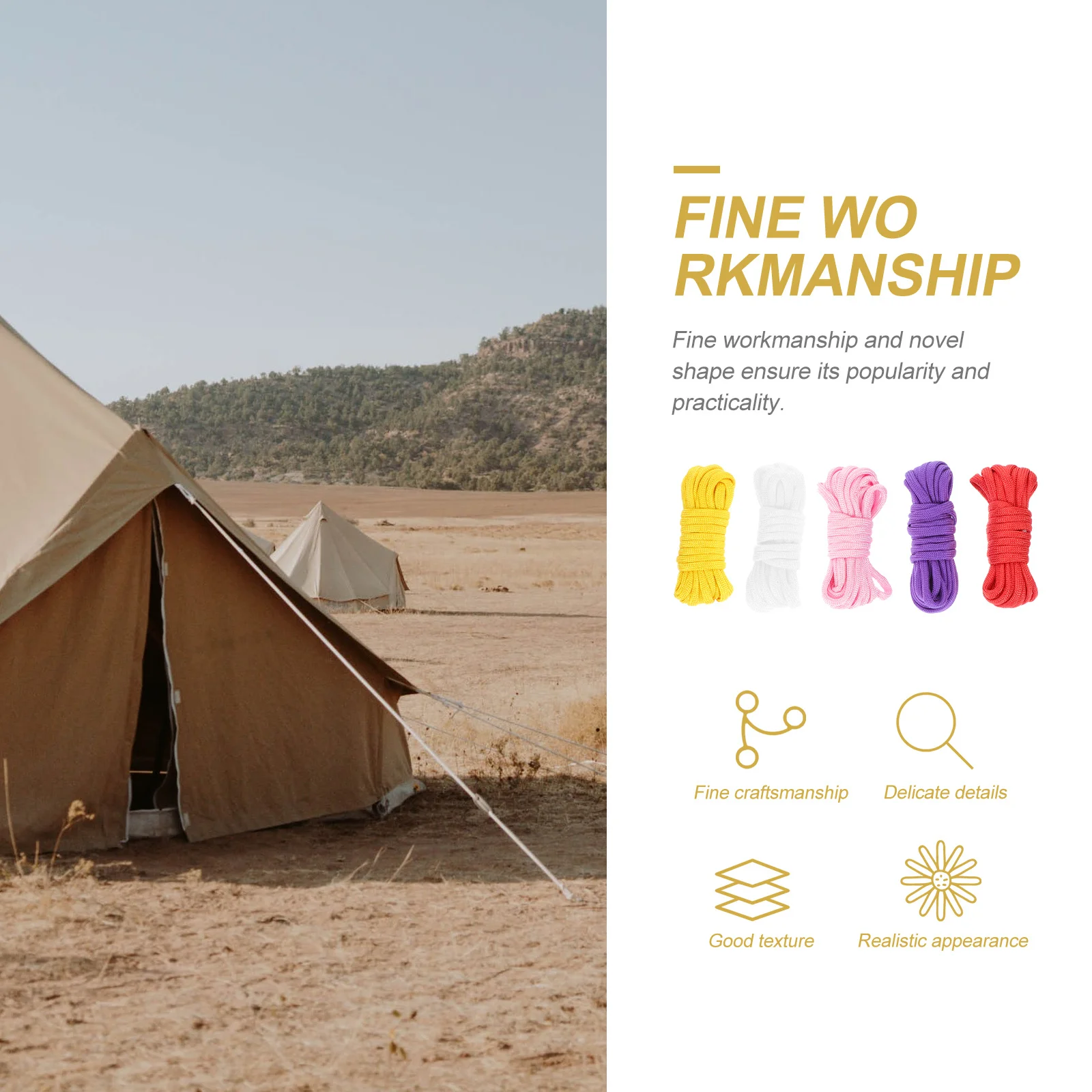 5 Rolls Survival Rope Heavy Duty Durable Outdoor Tent Braided Climbing Rope Wear Resistant Portable Camping Braided Tent Cord