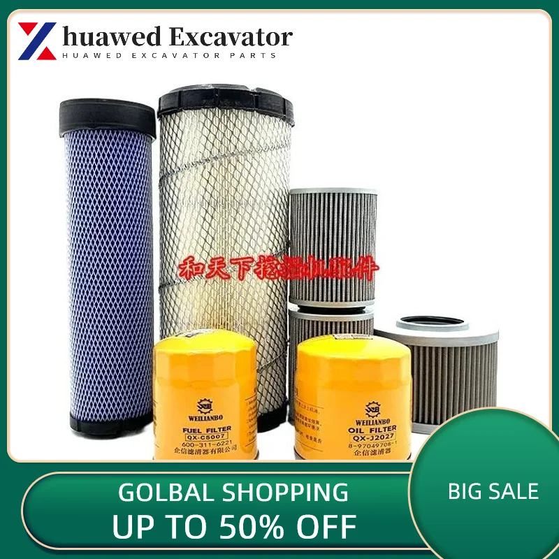 Excavator Kobelco SK70sr-1 Large and Small Oil Grid Diesel Filter Element Air Filter Element Minor Maintenance Filter Accessors