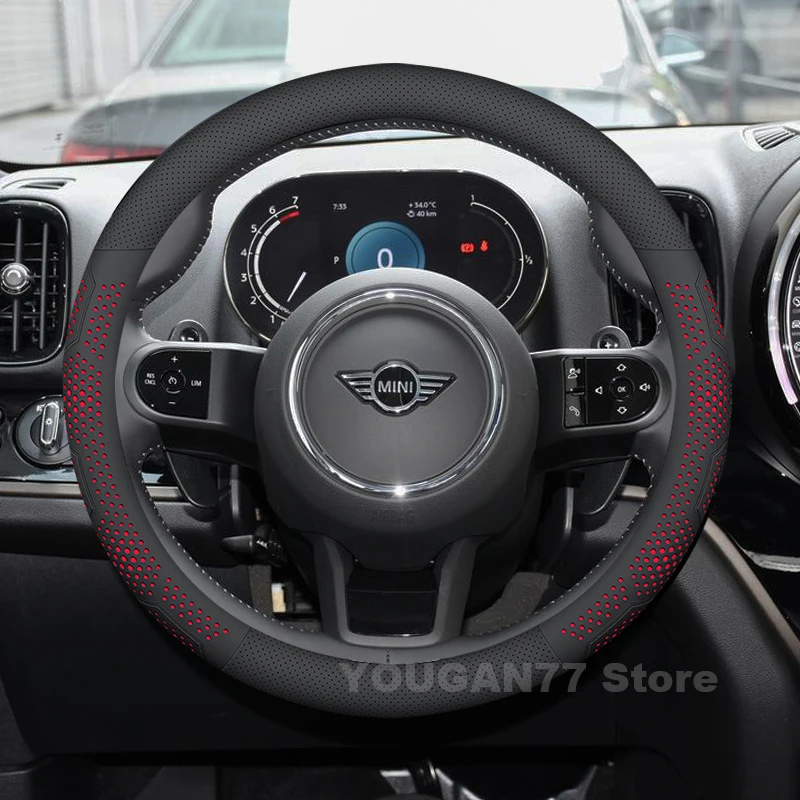 Leather Car Steering Wheel Cover For BMW Mini Countryman 2016-2025 Non-slip Auto Steering Wheel BMW MINI Cooper Accessories