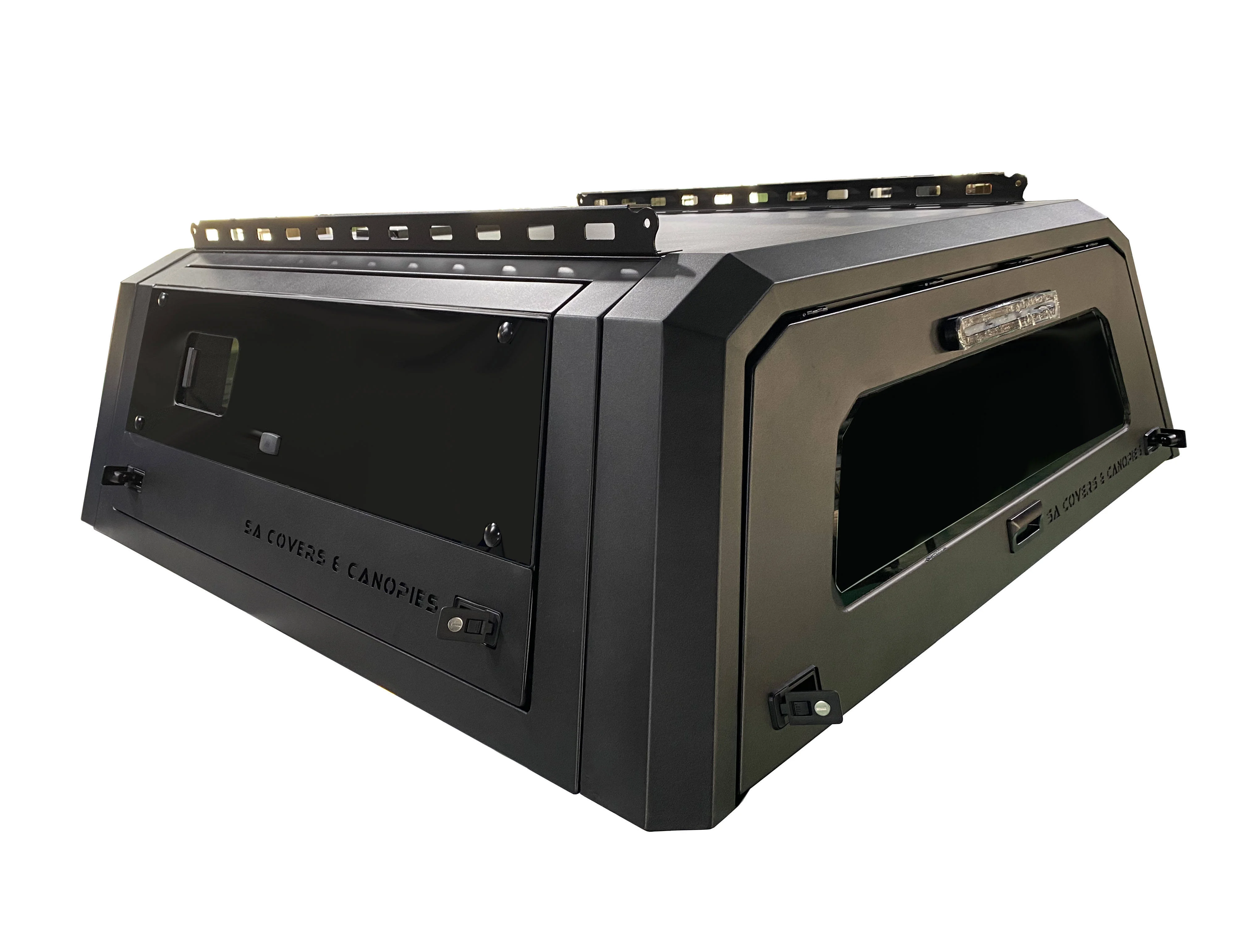 Heavy-duty pickup truck canopy Aluminum hard top with large sliding windows, off-road camping truck bed canopy