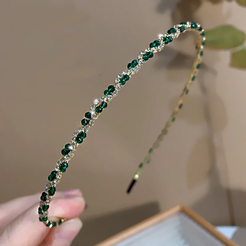 

Летние женские аксессуары для волос: Изящная изумрудная повязка на голову, универсальные заколки для волос для женщин, ретро-ободки для улицы