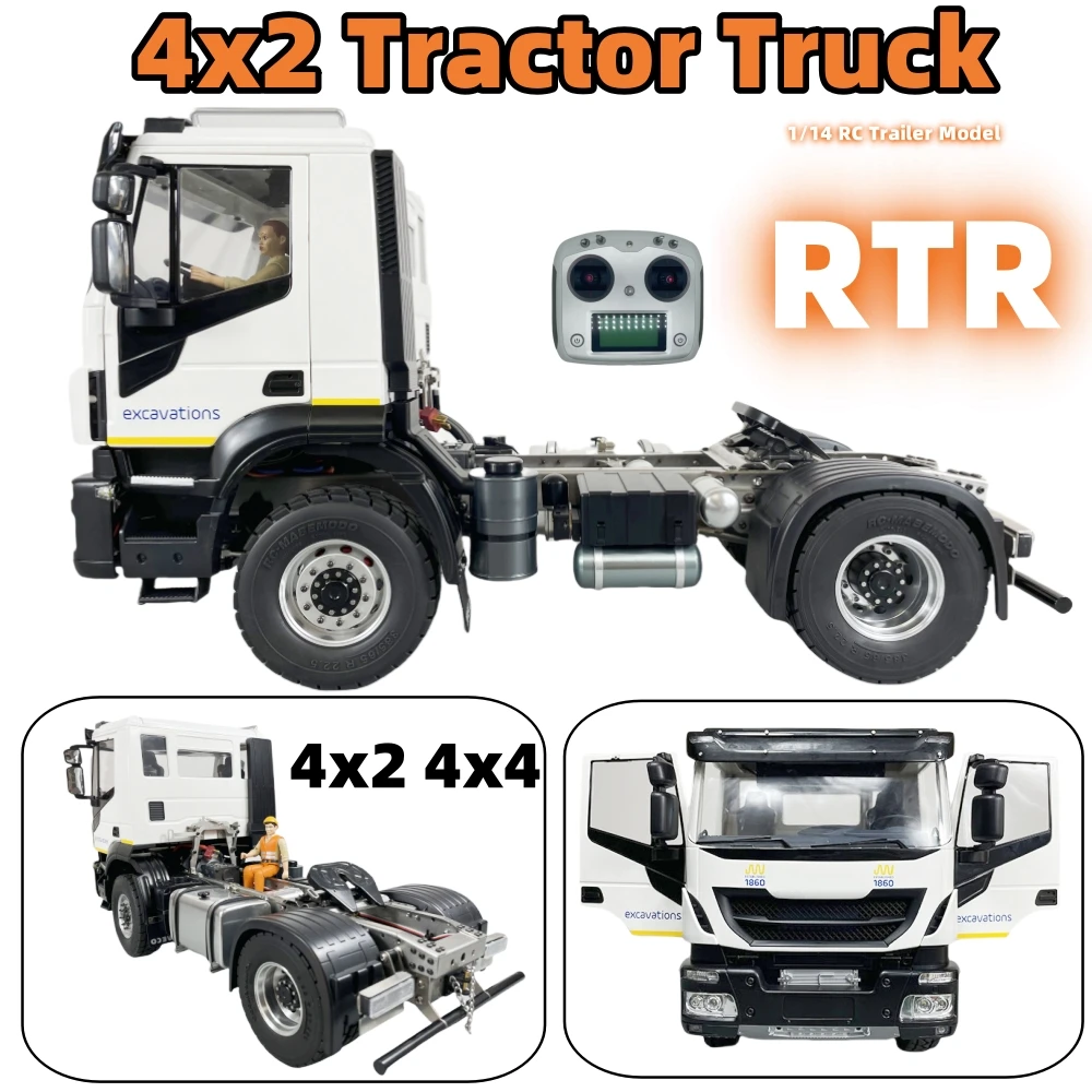 

4x2 4x4 RTR Тракторный грузовик с окрашенным ЧПУ для 1/14 Tamiya RC Грузовик с прицепом Игрушка с дистанционным управлением Металлическое шасси Модифицированный автомобиль