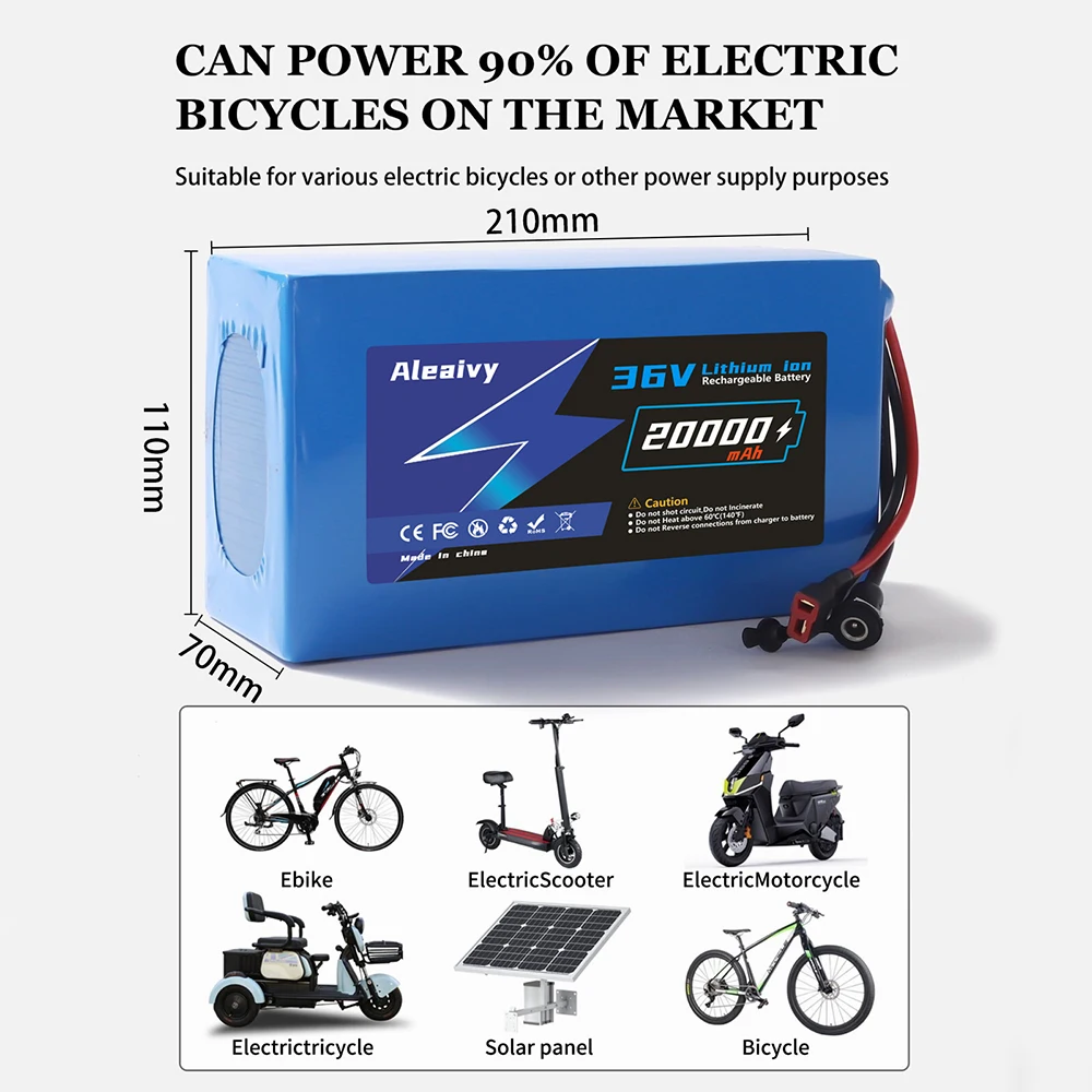 

Aleaivy 36 Volt 20Ah Lithium Battery Universal Upgrade Pack for E-Scooter Mobility Scooter E-Folding Bike with Smart BMS